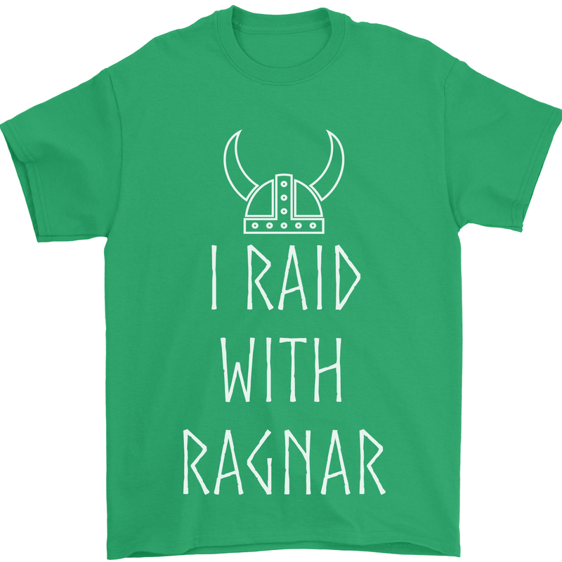 I Raid With Ragnar The Vikings Valhalla Mens T-Shirt Cotton Gildan Irish Green