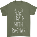 I Raid With Ragnar The Vikings Valhalla Mens T-Shirt Cotton Gildan Military Green