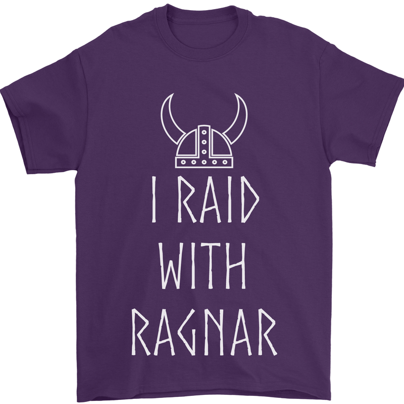 I Raid With Ragnar The Vikings Valhalla Mens T-Shirt Cotton Gildan Purple