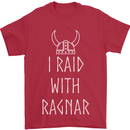 I Raid With Ragnar The Vikings Valhalla Mens T-Shirt Cotton Gildan Red