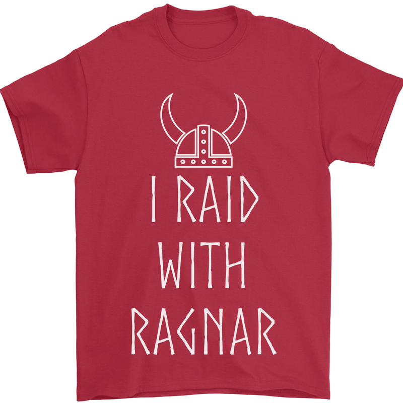 I Raid With Ragnar The Vikings Valhalla Mens T-Shirt Cotton Gildan Red