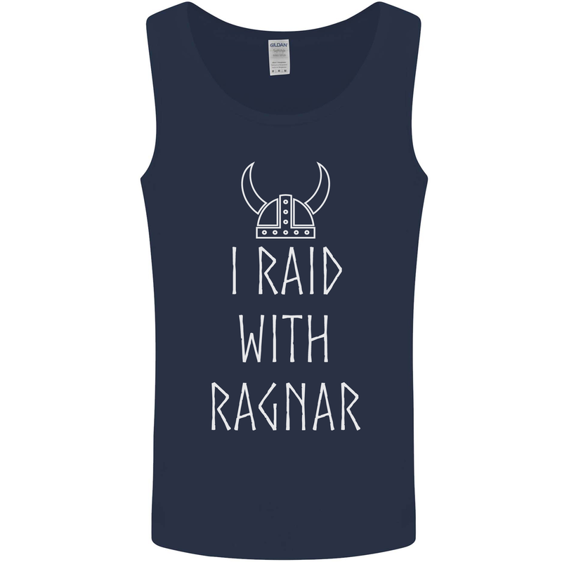 I Raid With Ragnar The Vikings Valhalla Mens Vest Tank Top Navy Blue
