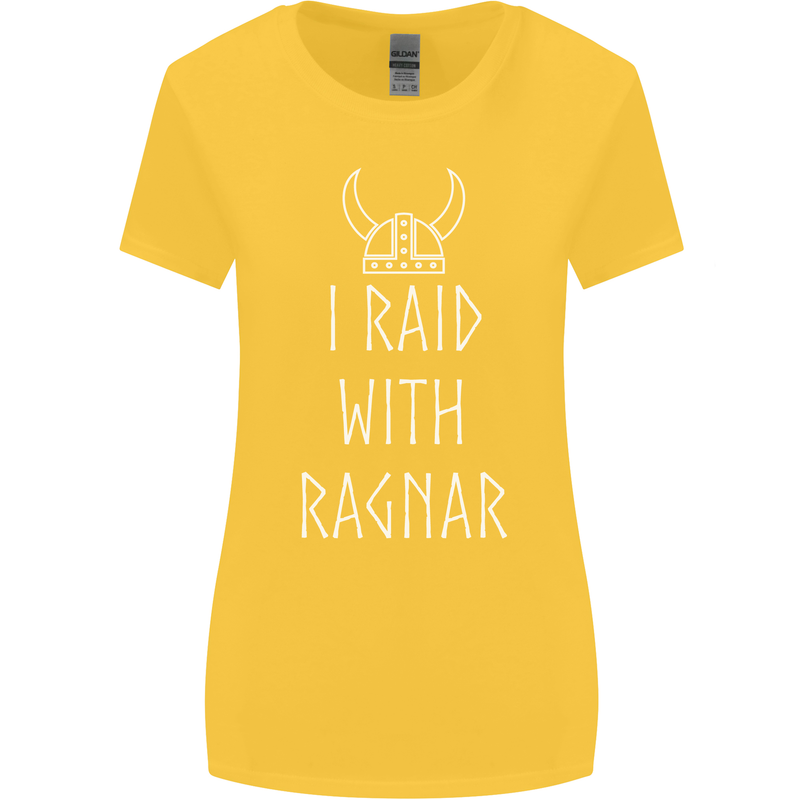 I Raid With Ragnar The Vikings Valhalla Womens Wider Cut T-Shirt Yellow