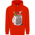 I Run On Coffee and Christmas Cheer Skull Childrens Kids Hoodie Bright Red