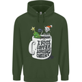 I Run On Coffee and Christmas Cheer Skull Childrens Kids Hoodie Forest Green