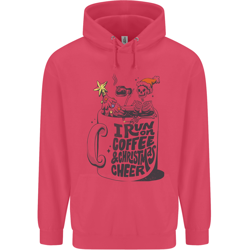 I Run On Coffee and Christmas Cheer Skull Childrens Kids Hoodie Heliconia