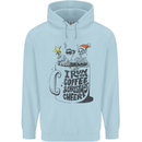 I Run On Coffee and Christmas Cheer Skull Childrens Kids Hoodie Light Blue