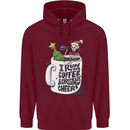I Run On Coffee and Christmas Cheer Skull Childrens Kids Hoodie Maroon