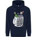 I Run On Coffee and Christmas Cheer Skull Childrens Kids Hoodie Navy Blue