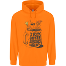 I Run On Coffee and Christmas Cheer Skull Childrens Kids Hoodie Orange