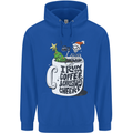 I Run On Coffee and Christmas Cheer Skull Childrens Kids Hoodie Royal Blue