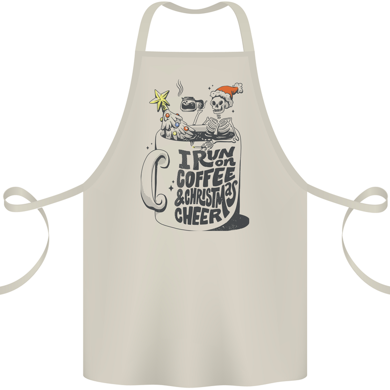 I Run On Coffee and Christmas Cheer Skull Cotton Apron 100% Organic Natural