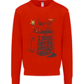 I Run On Coffee and Christmas Cheer Skull Kids Sweatshirt Jumper Bright Red
