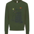 I Run On Coffee and Christmas Cheer Skull Kids Sweatshirt Jumper Forest Green