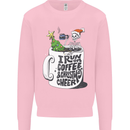 I Run On Coffee and Christmas Cheer Skull Kids Sweatshirt Jumper Light Pink