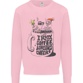 I Run On Coffee and Christmas Cheer Skull Kids Sweatshirt Jumper Light Pink