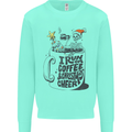 I Run On Coffee and Christmas Cheer Skull Kids Sweatshirt Jumper Peppermint