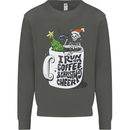 I Run On Coffee and Christmas Cheer Skull Kids Sweatshirt Jumper Storm Grey