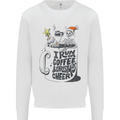 I Run On Coffee and Christmas Cheer Skull Kids Sweatshirt Jumper White