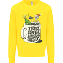 I Run On Coffee and Christmas Cheer Skull Kids Sweatshirt Jumper Yellow