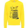I Run On Coffee and Christmas Cheer Skull Kids Sweatshirt Jumper Yellow