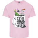 I Run On Coffee and Christmas Cheer Skull Kids T-Shirt Childrens Light Pink