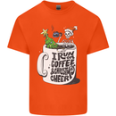 I Run On Coffee and Christmas Cheer Skull Kids T-Shirt Childrens Orange
