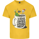 I Run On Coffee and Christmas Cheer Skull Kids T-Shirt Childrens Yellow