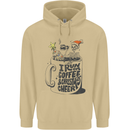I Run On Coffee and Christmas Cheer Skull Mens 80% Cotton Hoodie Sand