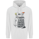 I Run On Coffee and Christmas Cheer Skull Mens 80% Cotton Hoodie White