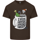 I Run On Coffee and Christmas Cheer Skull Mens Cotton T-Shirt Tee Top Dark Chocolate