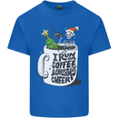 I Run On Coffee and Christmas Cheer Skull Mens Cotton T-Shirt Tee Top Royal Blue