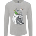 I Run On Coffee and Christmas Cheer Skull Mens Long Sleeve T-Shirt Sports Grey