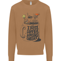 I Run On Coffee and Christmas Cheer Skull Mens Sweatshirt Jumper Caramel Latte