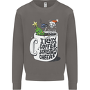 I Run On Coffee and Christmas Cheer Skull Mens Sweatshirt Jumper Charcoal