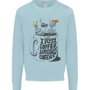 I Run On Coffee and Christmas Cheer Skull Mens Sweatshirt Jumper Light Blue