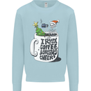 I Run On Coffee and Christmas Cheer Skull Mens Sweatshirt Jumper Light Blue