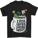 I Run On Coffee and Christmas Cheer Skull Mens T-Shirt Cotton Gildan Black