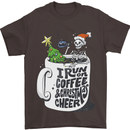 I Run On Coffee and Christmas Cheer Skull Mens T-Shirt Cotton Gildan Dark Chocolate