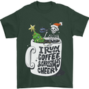I Run On Coffee and Christmas Cheer Skull Mens T-Shirt Cotton Gildan Forest Green