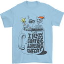 I Run On Coffee and Christmas Cheer Skull Mens T-Shirt Cotton Gildan Light Blue