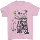 I Run On Coffee and Christmas Cheer Skull Mens T-Shirt Cotton Gildan Light Pink