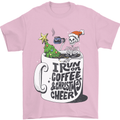 I Run On Coffee and Christmas Cheer Skull Mens T-Shirt Cotton Gildan Light Pink