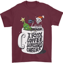I Run On Coffee and Christmas Cheer Skull Mens T-Shirt Cotton Gildan Maroon