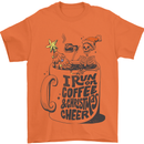 I Run On Coffee and Christmas Cheer Skull Mens T-Shirt Cotton Gildan Orange