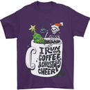 I Run On Coffee and Christmas Cheer Skull Mens T-Shirt Cotton Gildan Purple