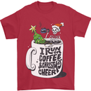 I Run On Coffee and Christmas Cheer Skull Mens T-Shirt Cotton Gildan Red