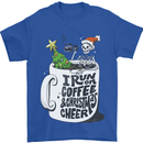 I Run On Coffee and Christmas Cheer Skull Mens T-Shirt Cotton Gildan Royal Blue