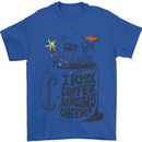I Run On Coffee and Christmas Cheer Skull Mens T-Shirt Cotton Gildan Royal Blue