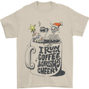 I Run On Coffee and Christmas Cheer Skull Mens T-Shirt Cotton Gildan Sand